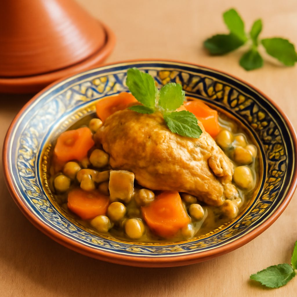 Tajine di pollo light ai limoni sott'olio e verdure