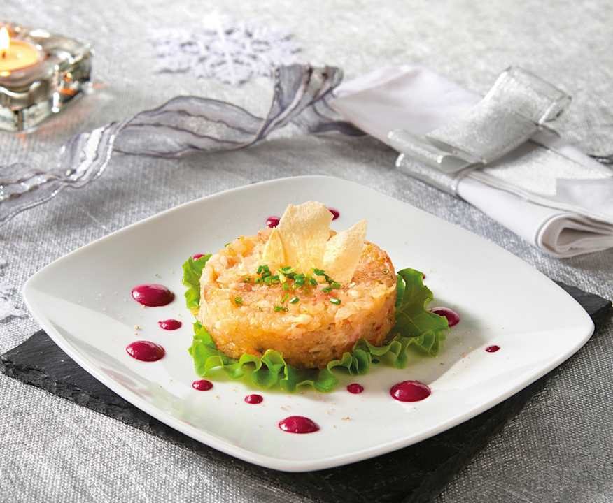Tartare di gamberi su maionese alla rapa rossa Low Carb
