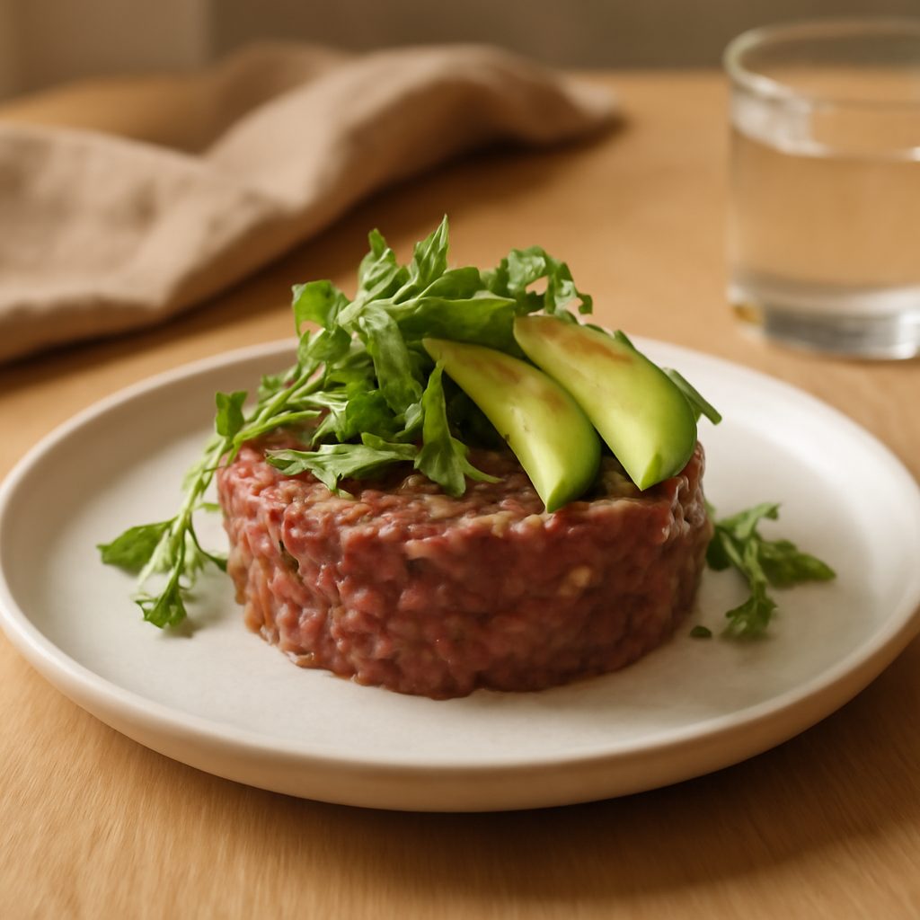 Tartare di manzo all'americana light con bastoncini di sedano croccanti