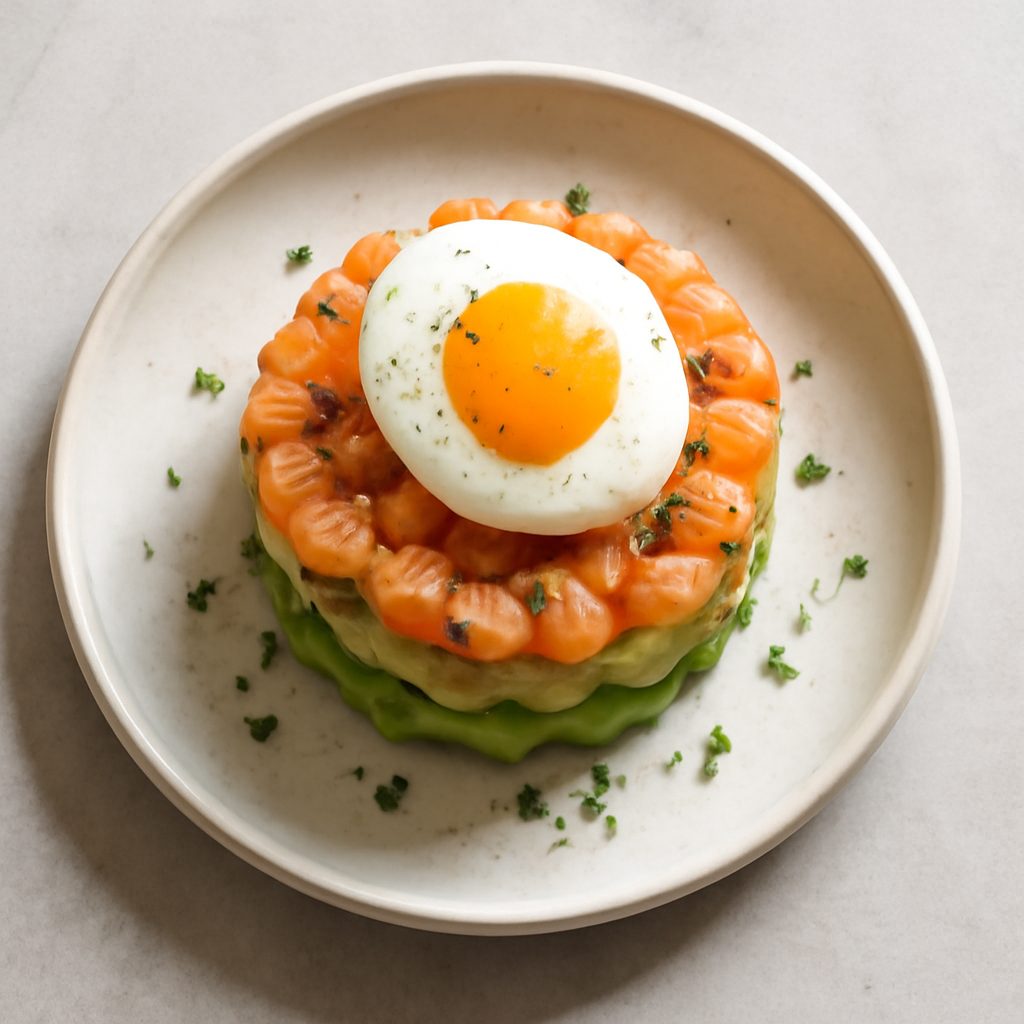 Tartare di salmone con avocado e uova low-carb proteico