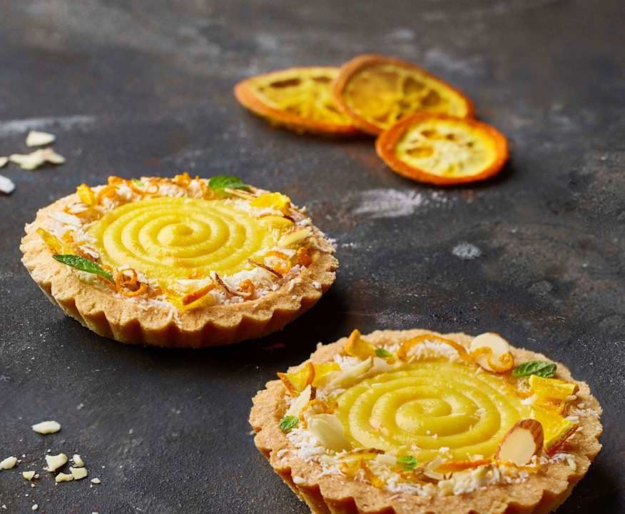 Tartellette cocco e mandorle con curd alle arance Low Fat