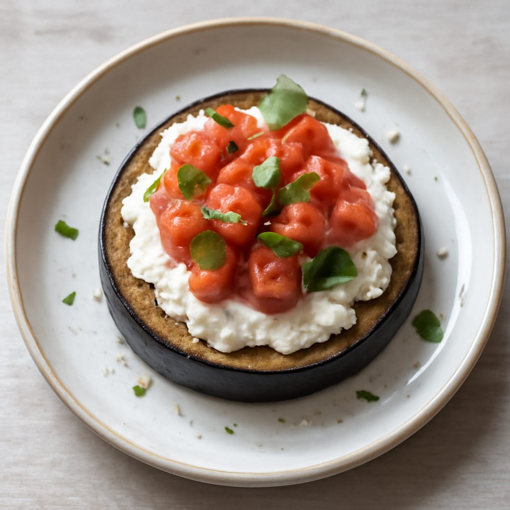 Tartina di melanzana con formaggio di capra Low Fat