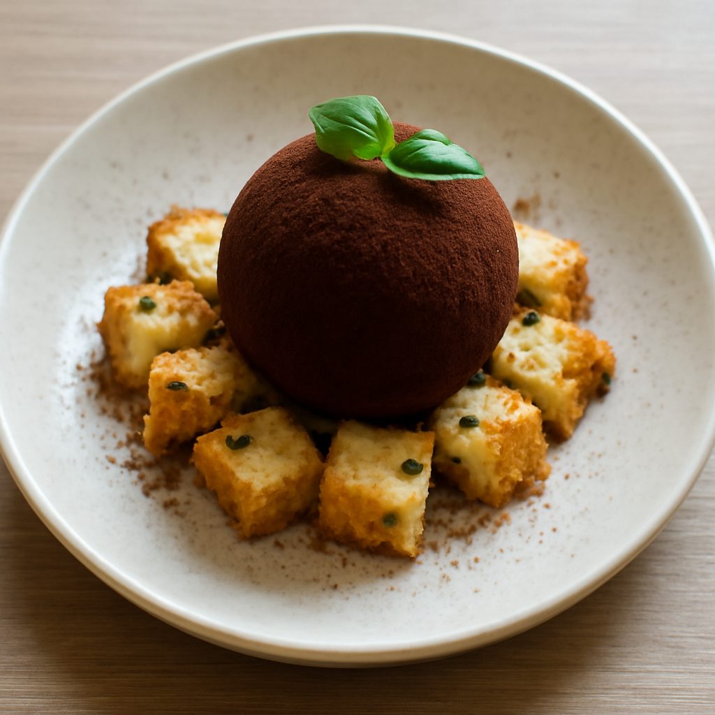 Tartufo al cioccolato fondente e panettone