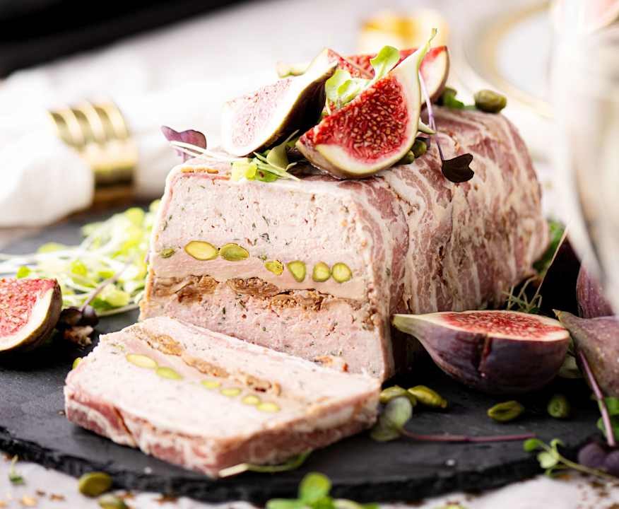 Terrina di maiale e pollo al foie gras con chutney di fichi al Porto Low Carb