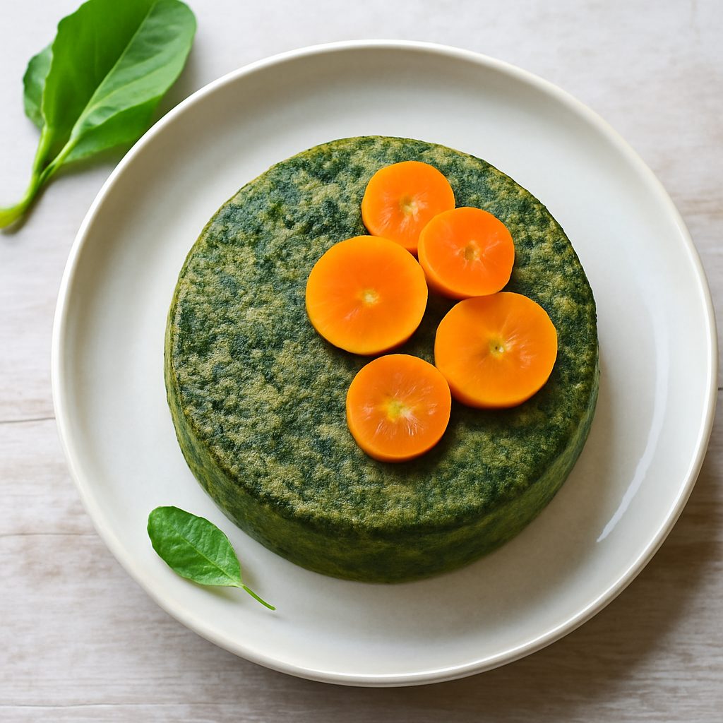Torta di spinaci e carote al vapore proteica low-carb