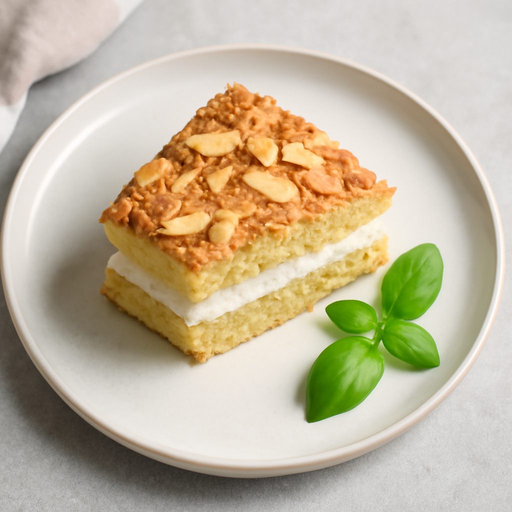 Torta doppio impasto alle mandorle fit con confettura di uva fragola - Monoporzione low-carb