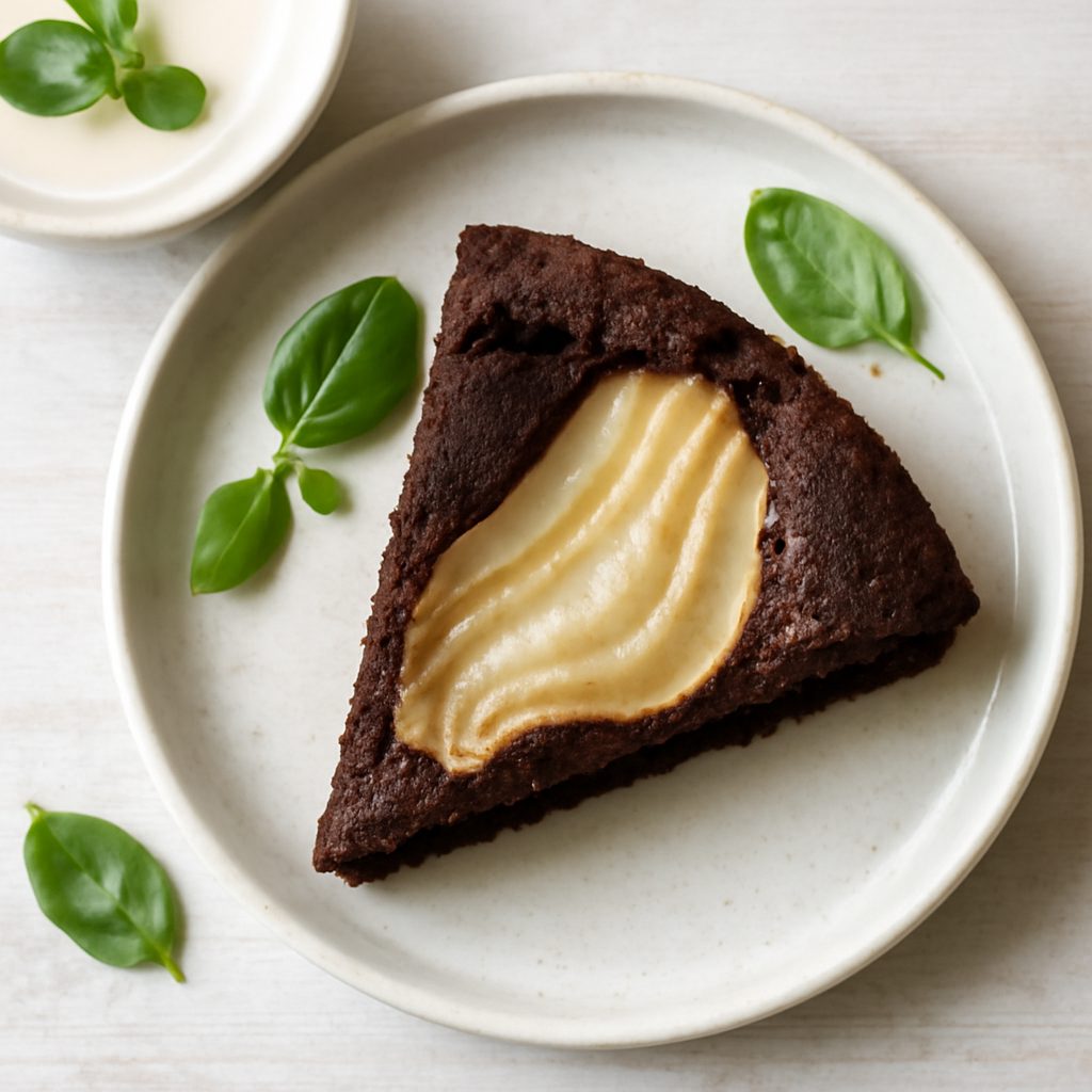 Torta morbida cioccolato fondente e pere proteica low-carb