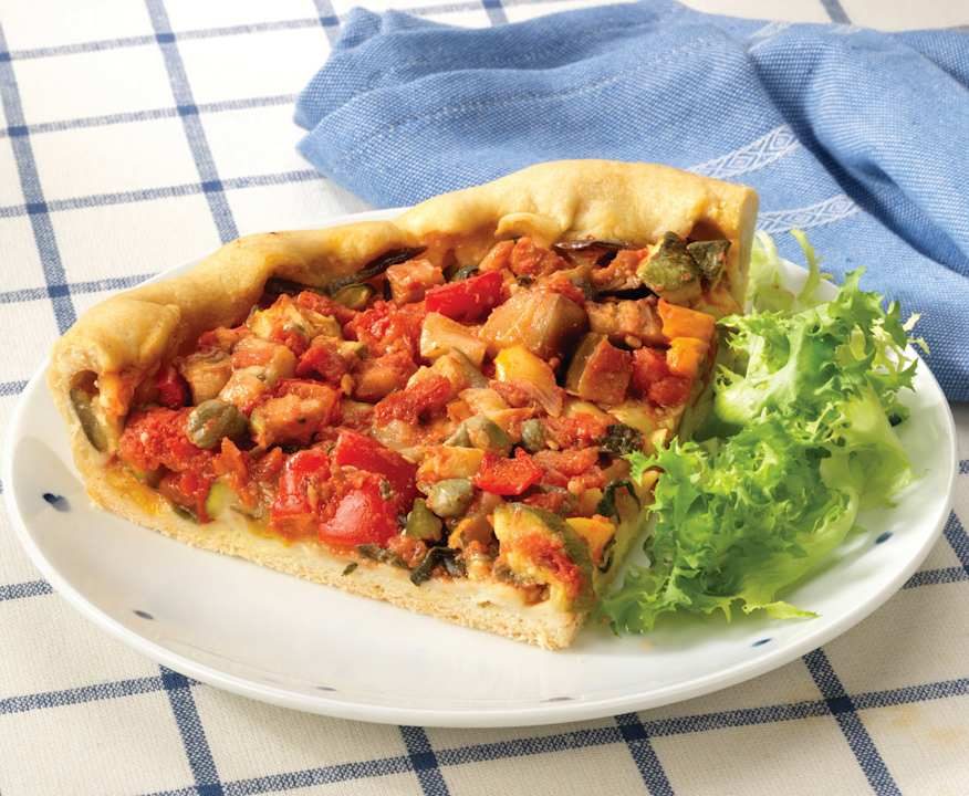 Torta salata ai peperoni, melanzane e capperi Protein