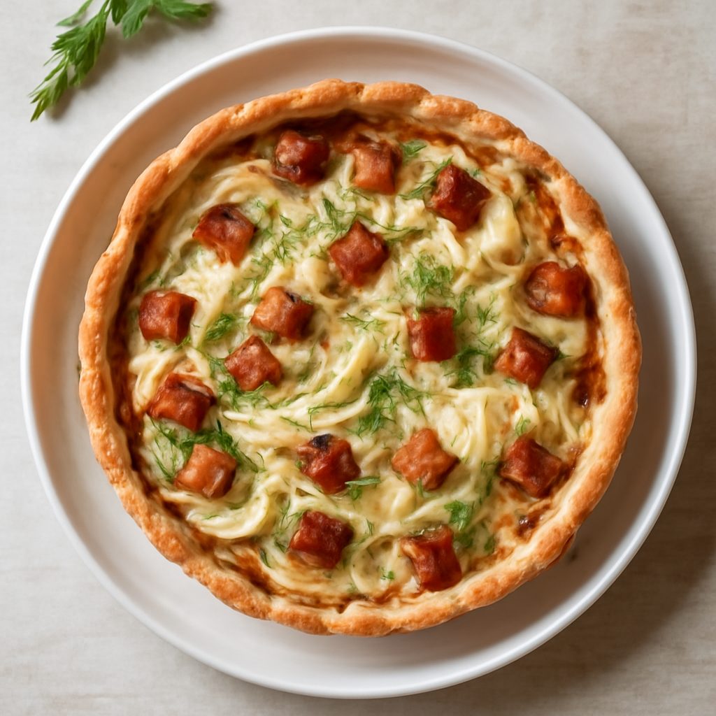 Torta salata finocchi, pancetta e formaggella proteica low-carb