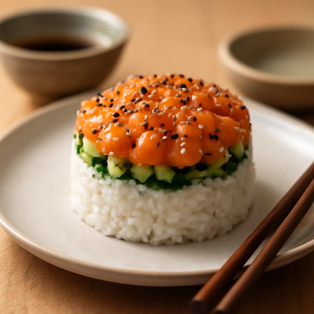 Torte di riso e salmone al sesamo - Sushi cake asiatico light