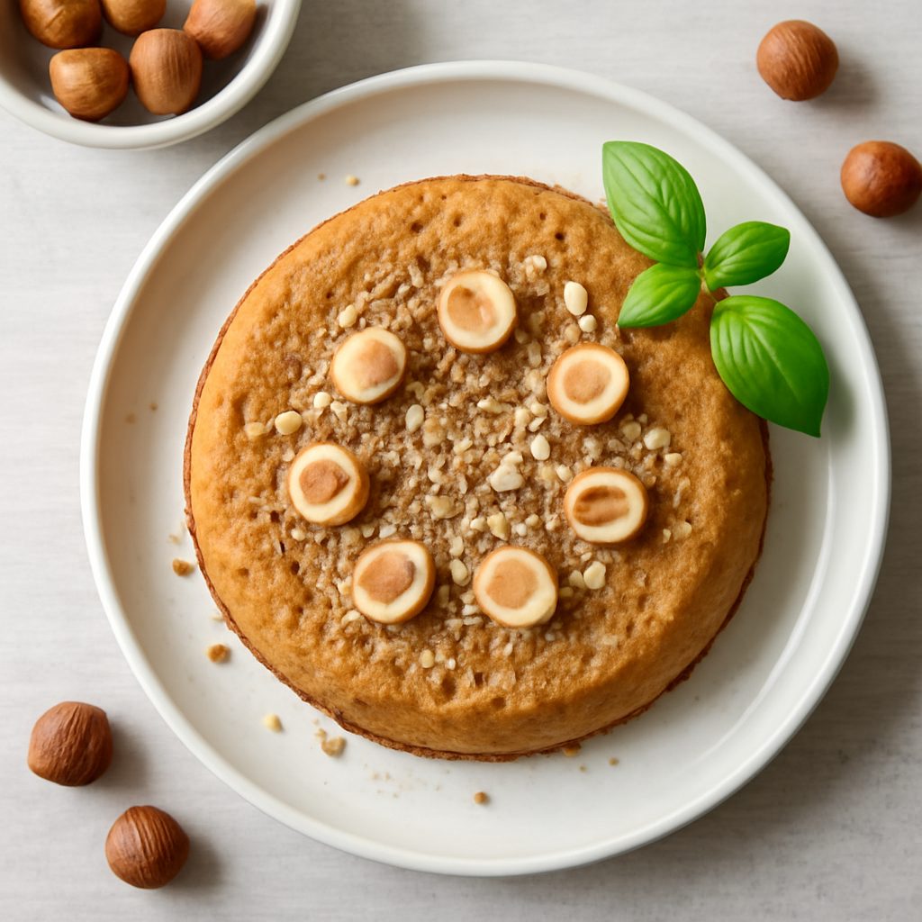 Tortina alle nocciole con caramello salato e pere Protein