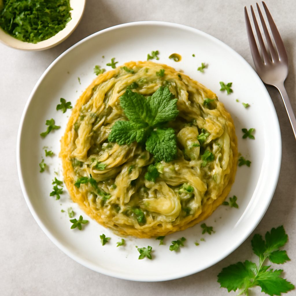 Tortino di carciofi, prezzemolo e menta - Versione