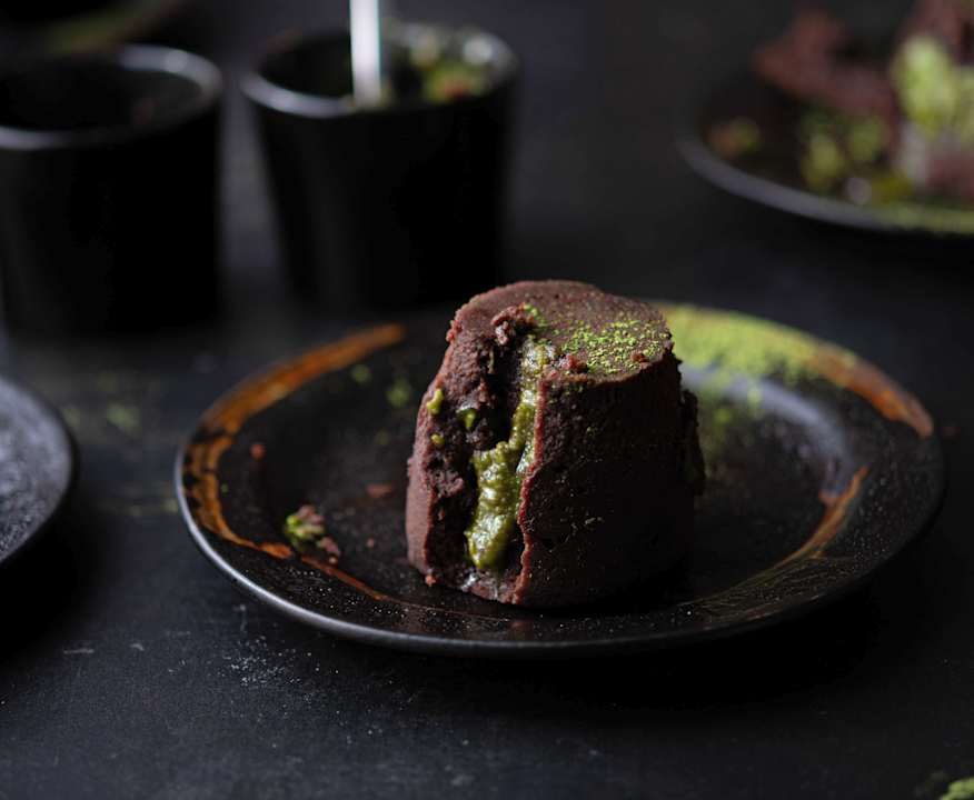 Tortino di cioccolato e matcha con cuore morbido Protein