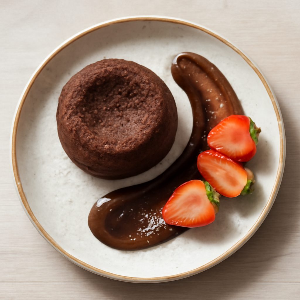 Tortino di cioccolato proteico con cuore morbido low-carb