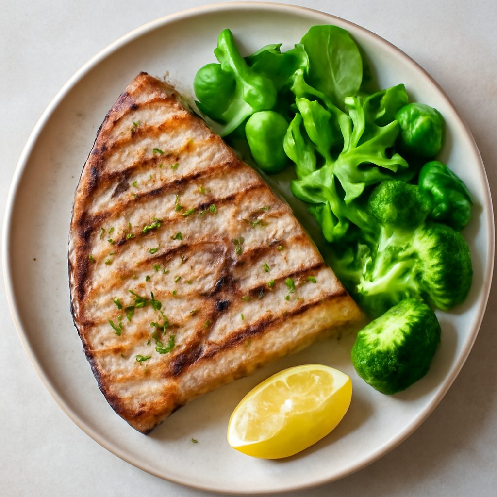 Trancio di pesce spada proteico con cipolla caramellata fit e pomodorini