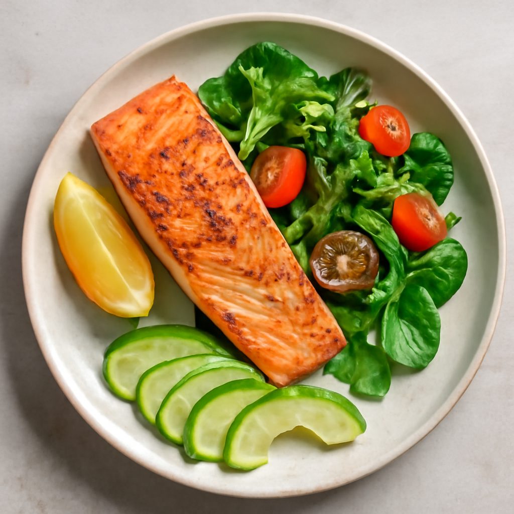 Trancio di salmone con cavoli colorati e pinoli fit
