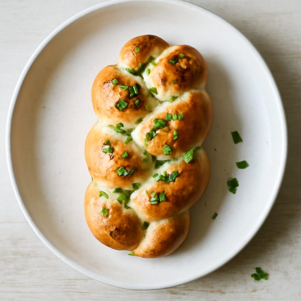 Treccia di pan brioche proteica low-carb ripiena di speck e asiago