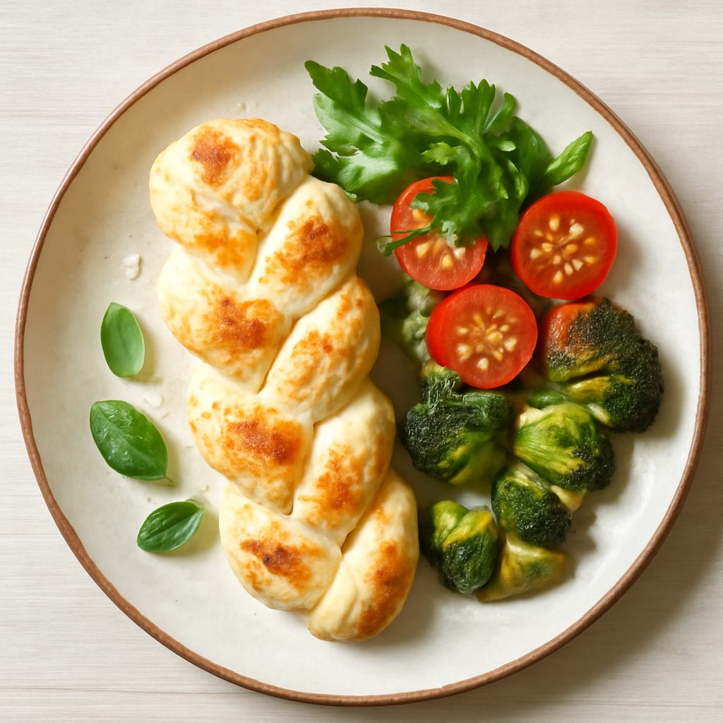 Treccia proteica porri e frutti di mare low-carb