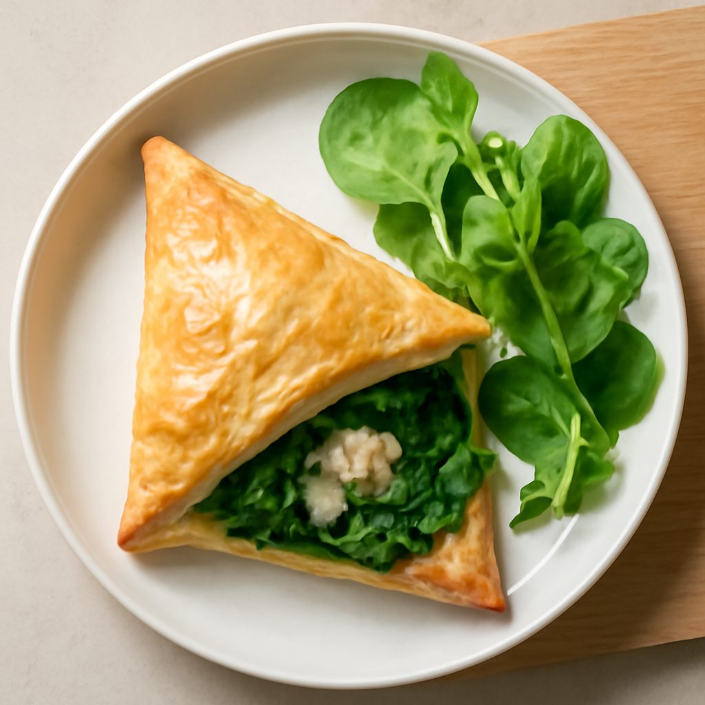 Triangolo di sfoglia agli spinaci e Roquefort