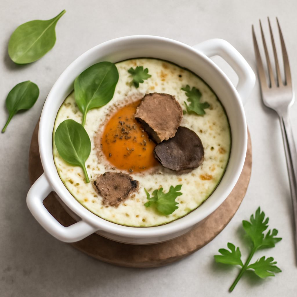 Uova in cocotte al tartufo proteiche low-carb