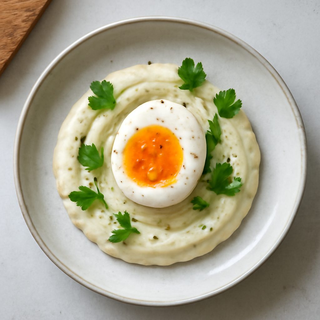 Uovo barzotto su purea di sedano rapa fit con bacon croccante Low Carb