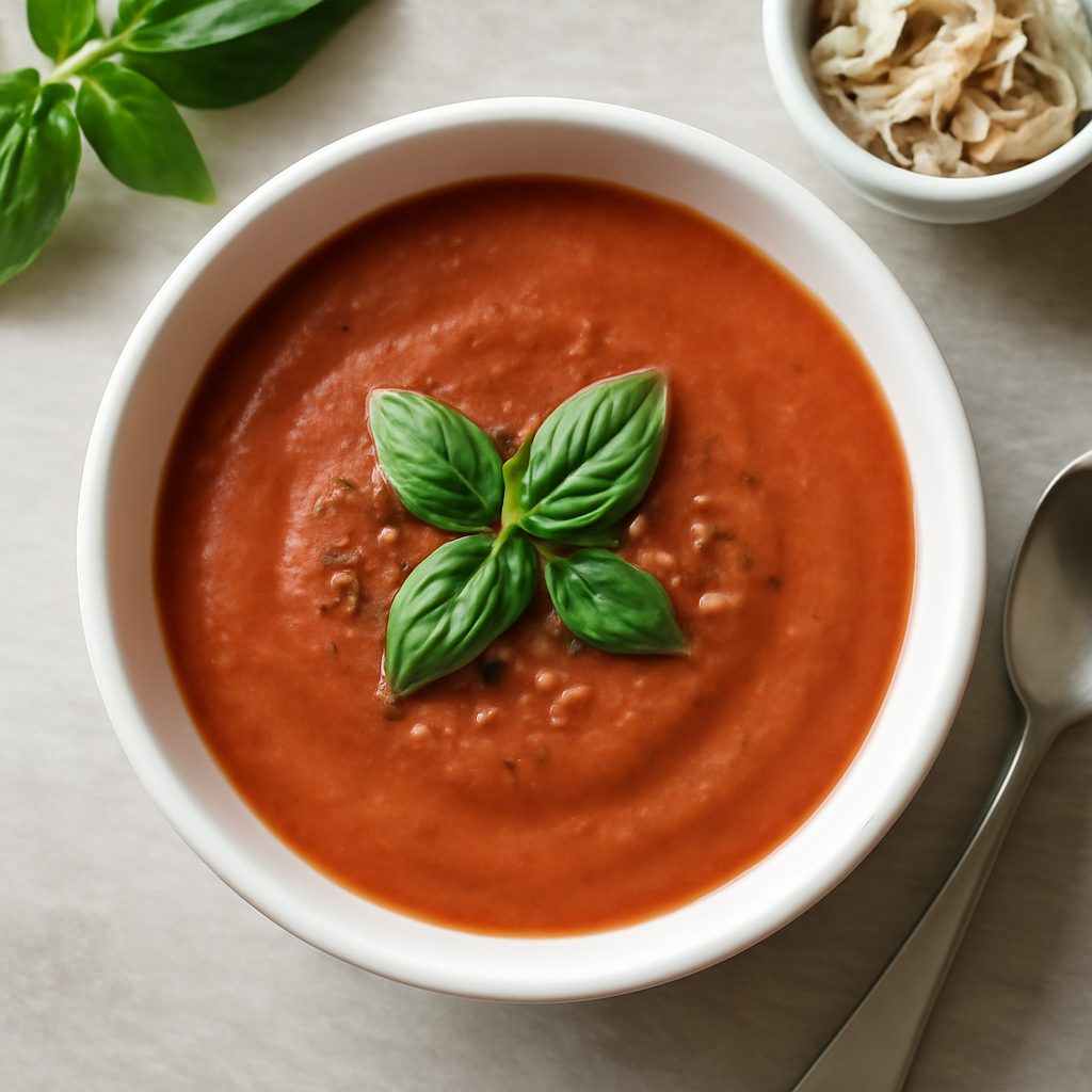 Vellutata di pomodoro e basilico proteica low-carb