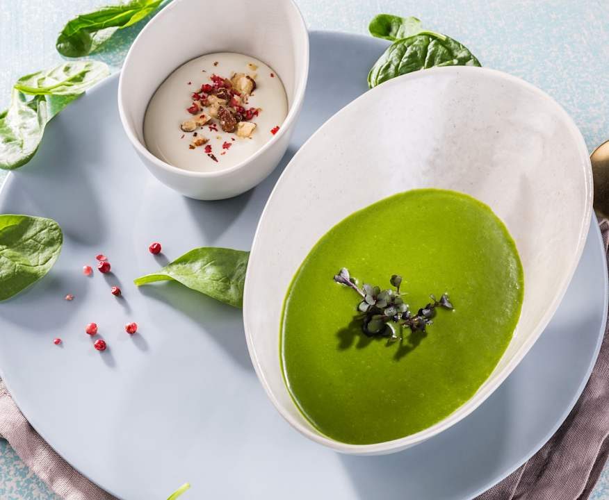 Vellutata di spinaci e crema al Gorgonzola Protein