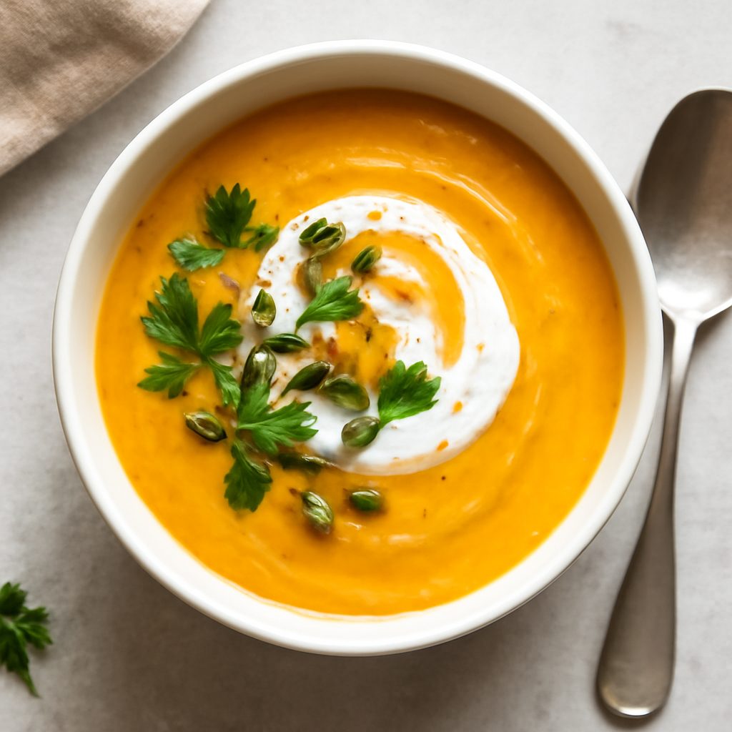 Vellutata di zucca allo yogurt greco proteica low-carb