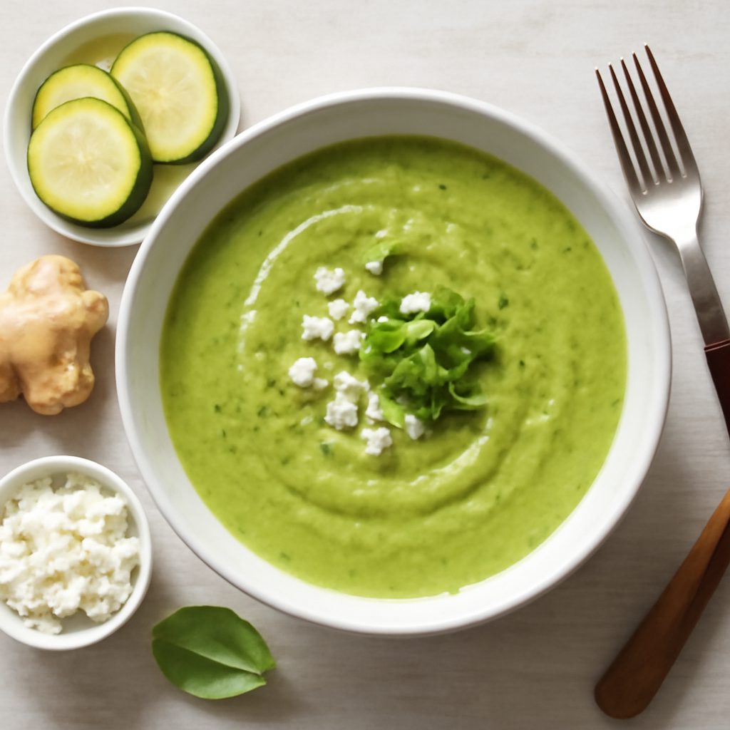 Vellutata di zucchine e zenzero proteica low-carb