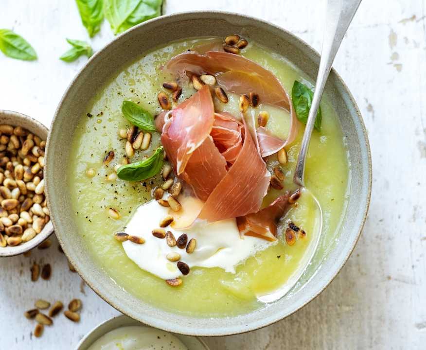 Vellutata porri, patate, prosciutto e crema al limone Protein