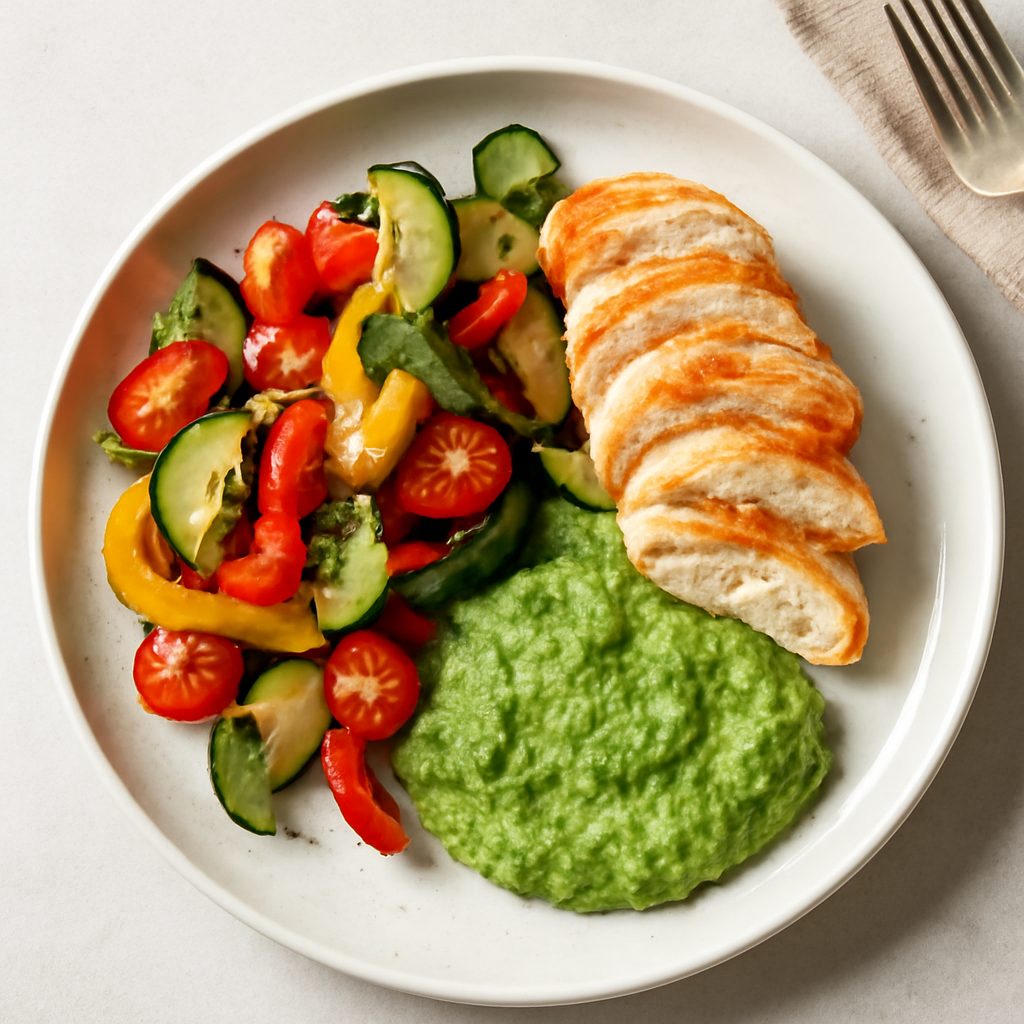Verdure insaporite con salsa ai broccoli proteica low-carb
