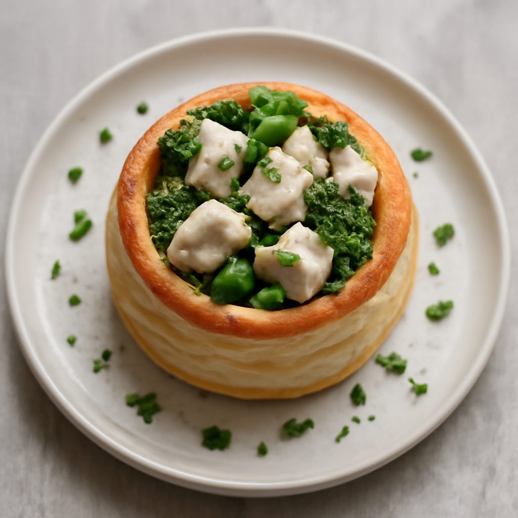 Vol-au-vent con crema di lenticchie rosse e asparagi