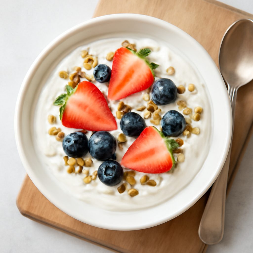 Yogurt greco proteico con composta di frutti di bosco low-carb