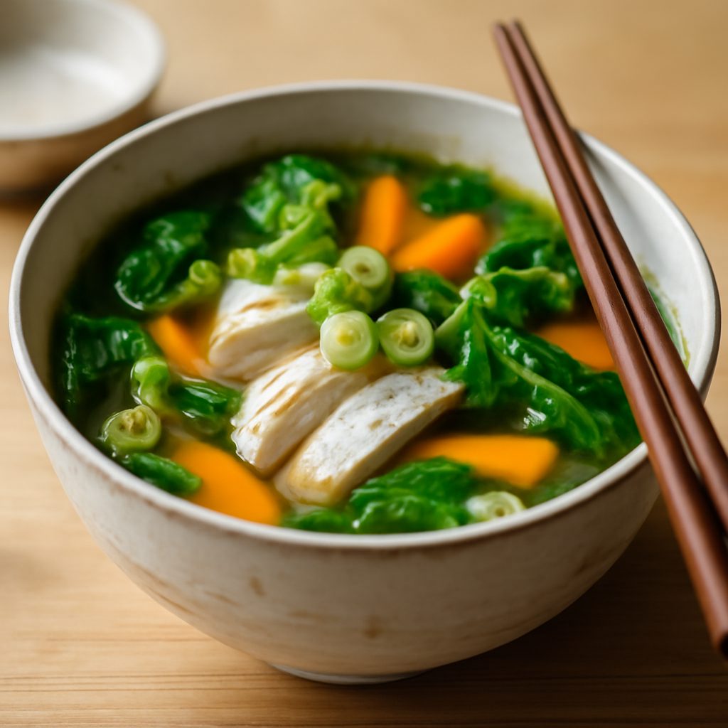 Zuppa asiatica di pollo e verdure light