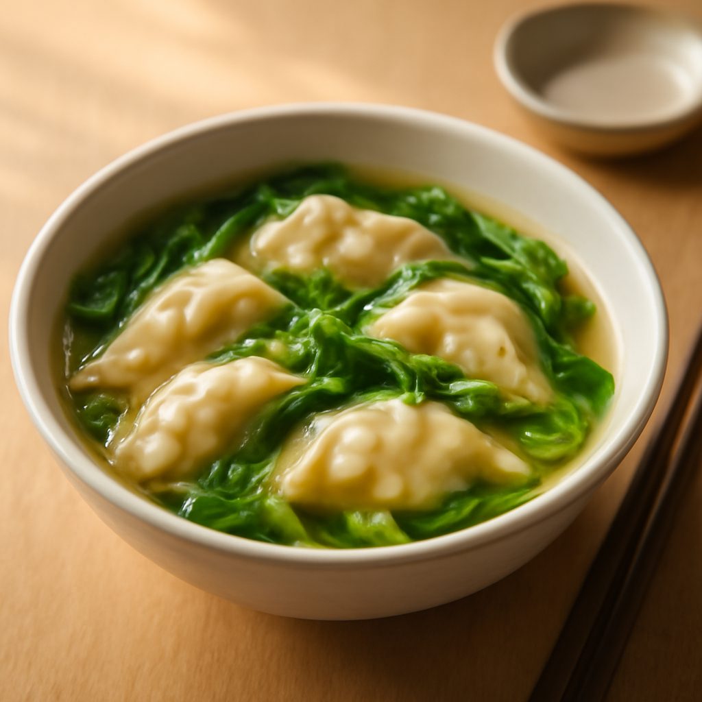 Zuppa asiatica di ravioli al maiale light