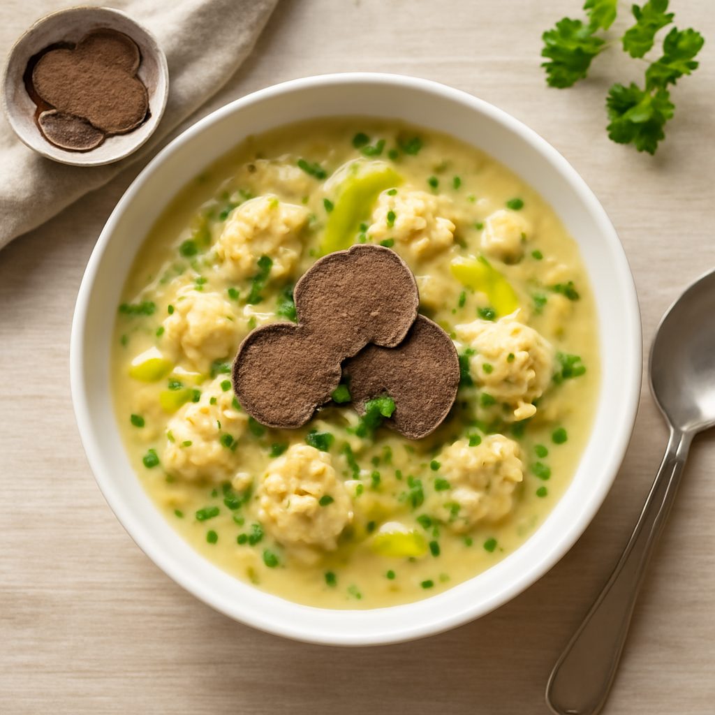 Zuppa di Cavolfiore e Porri al Tartufo
