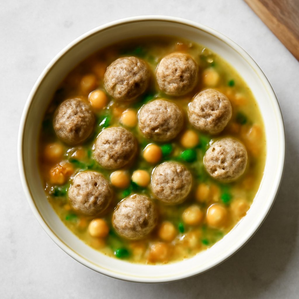 Zuppa di ceci e polpettine proteica low-carb