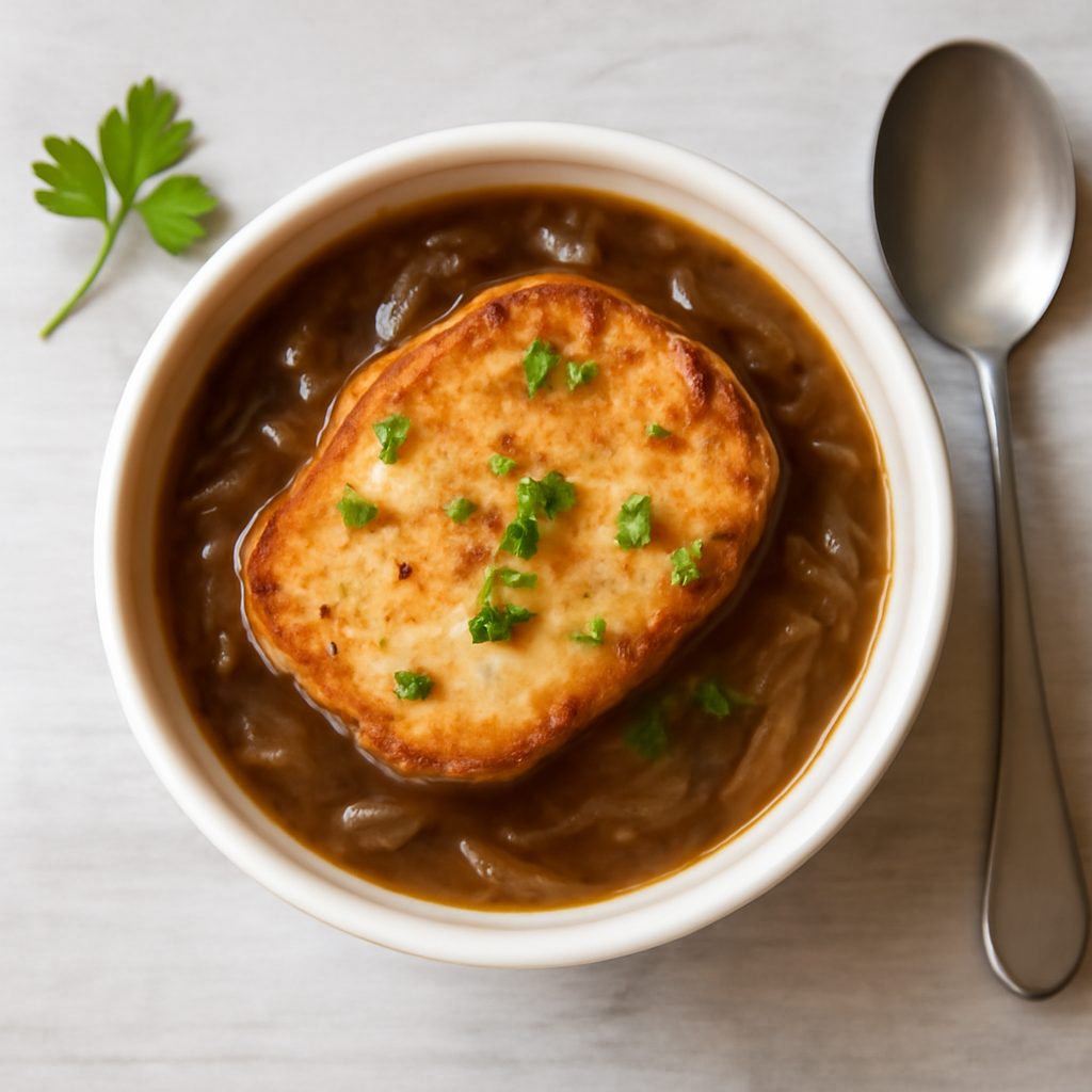 Zuppa di cipolle alla francese in crosta