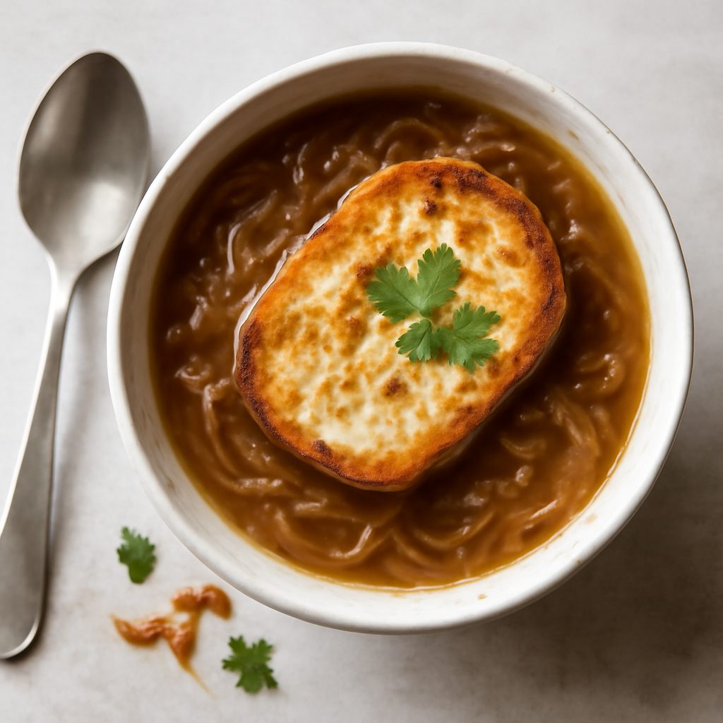 Zuppa di cipolle alla francese proteica low-carb