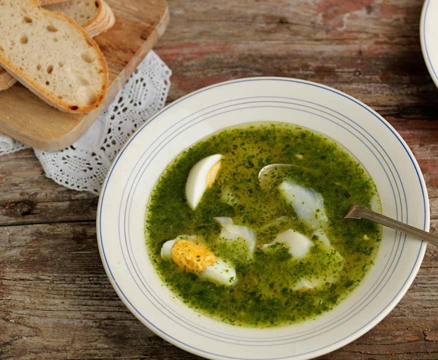 Zuppa di coriandolo, baccalà e uova Protein