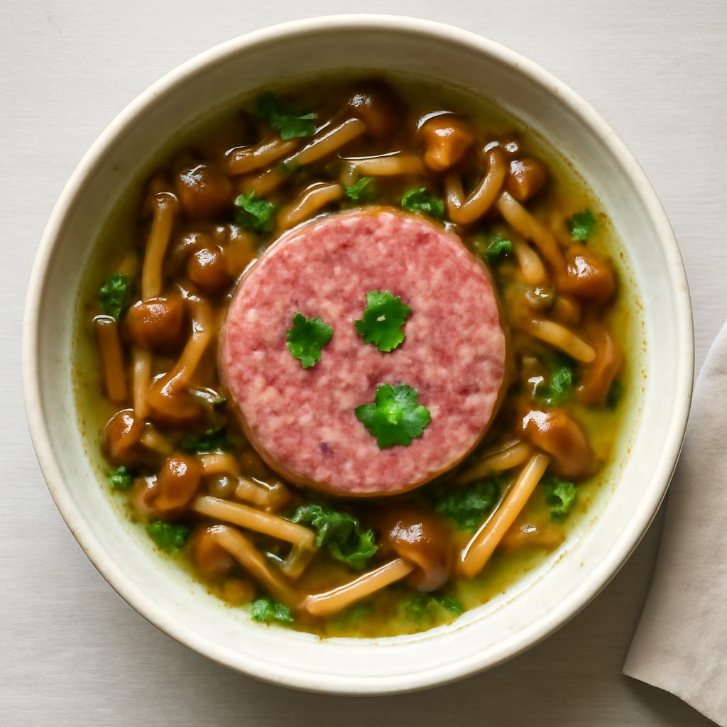 Zuppa di funghi pioppini e cotechino proteica low-carb