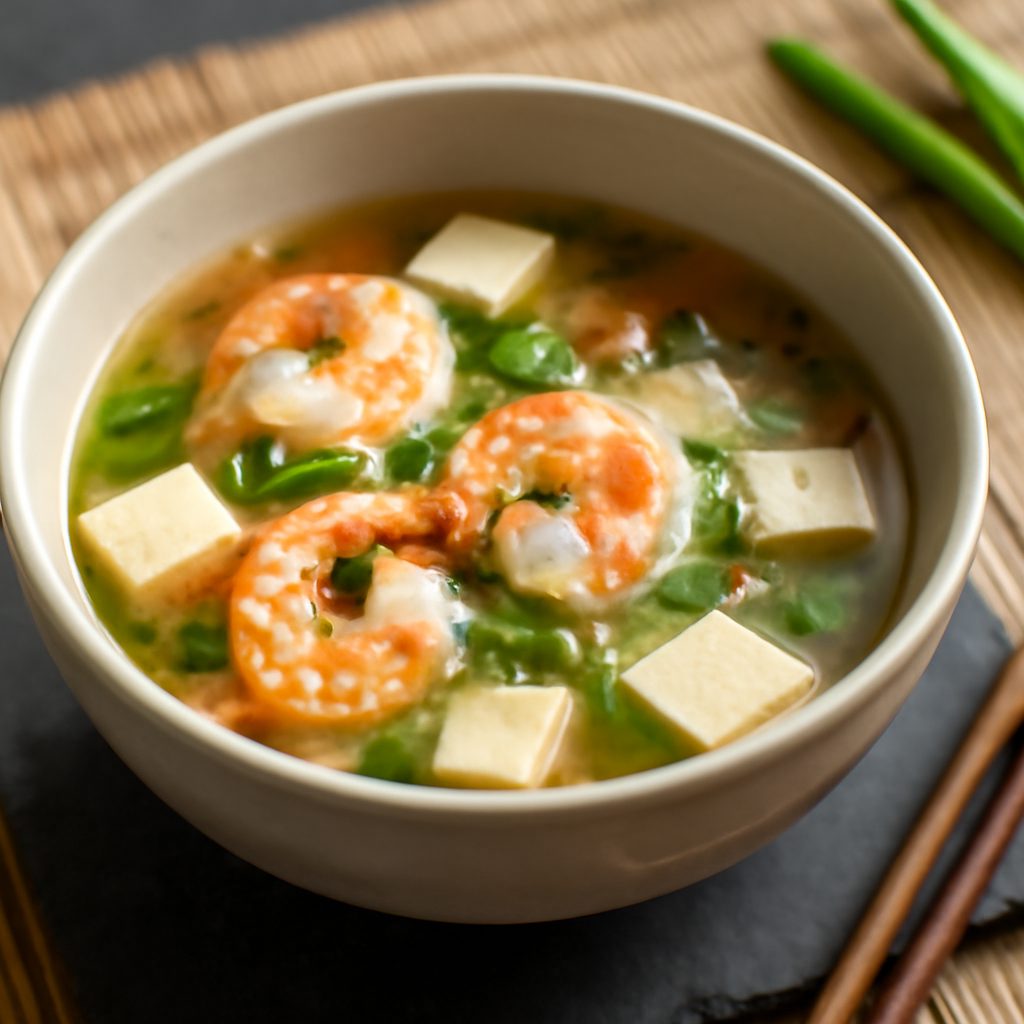 Zuppa di Gamberetti e Tofu Cinese