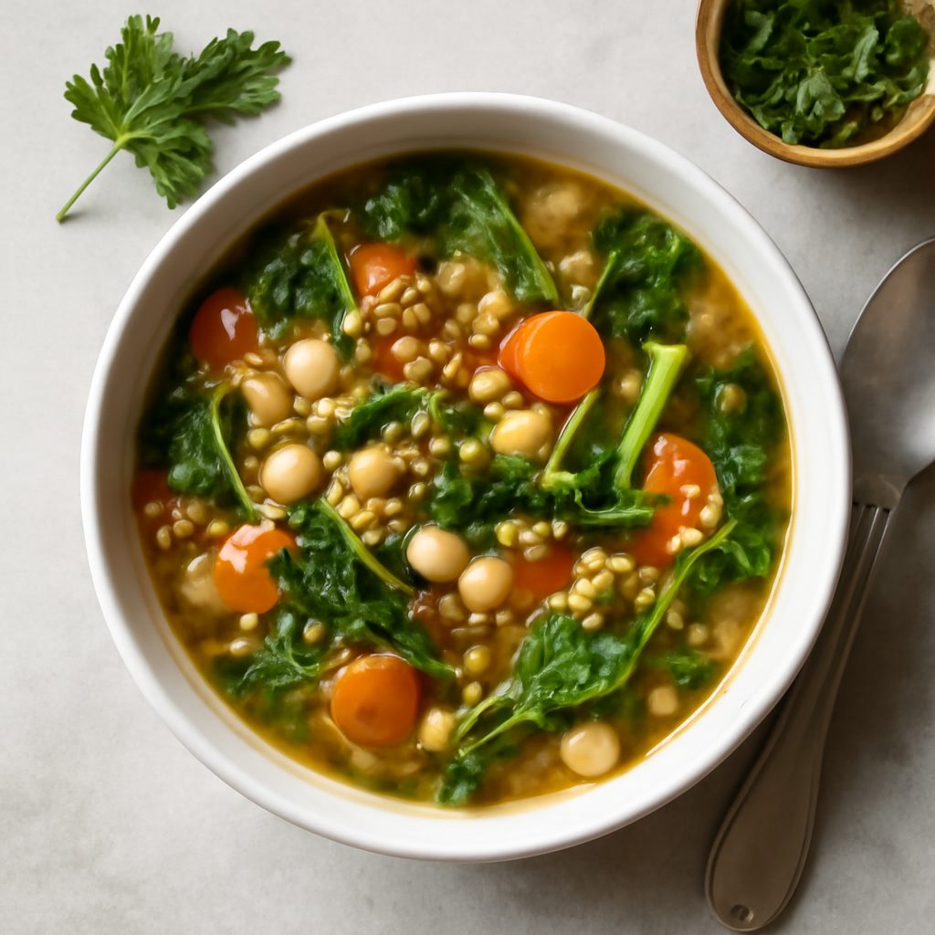 Zuppa di legumi e verdure low-carb proteica