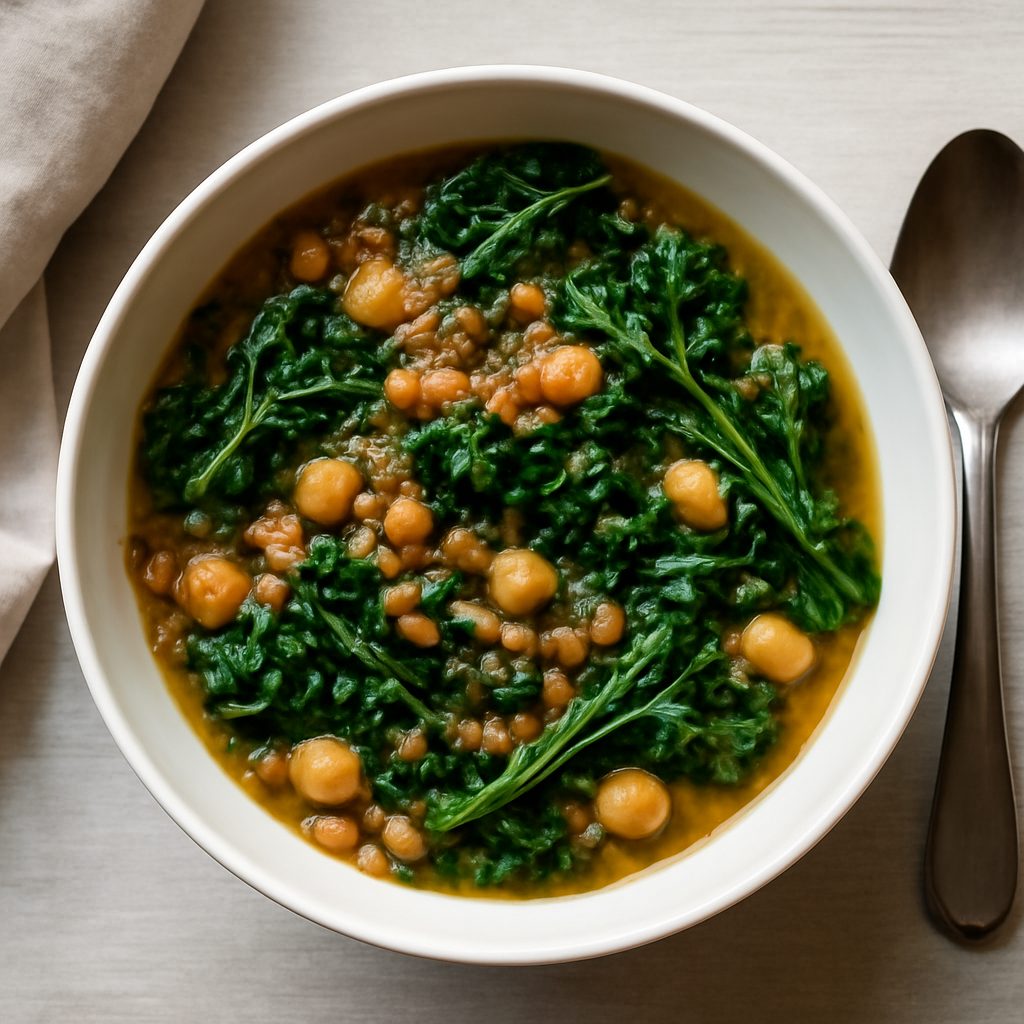 Zuppa di lenticchie, ceci e cavolo nero proteica low-carb