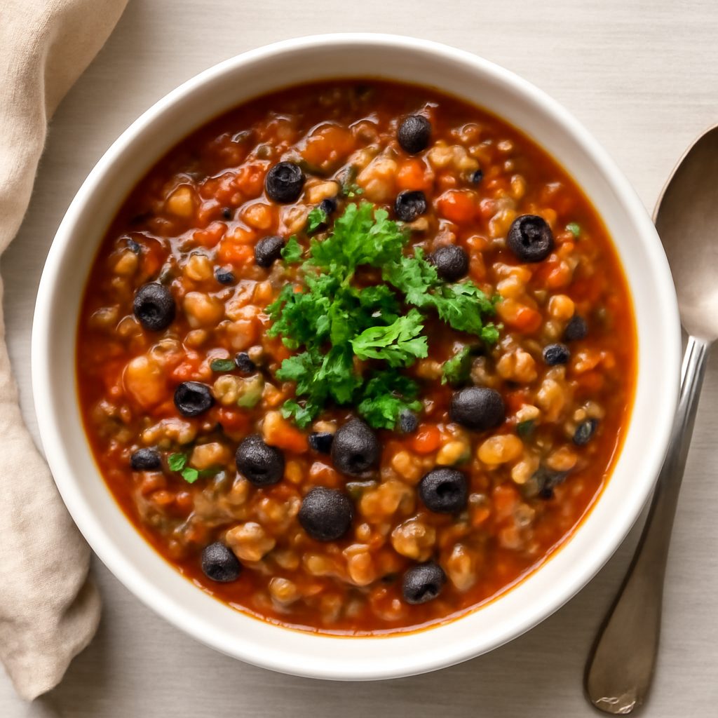 Zuppa di lenticchie e fagioli neri