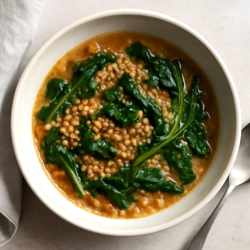 Zuppa di lenticchie rosse e cicoria