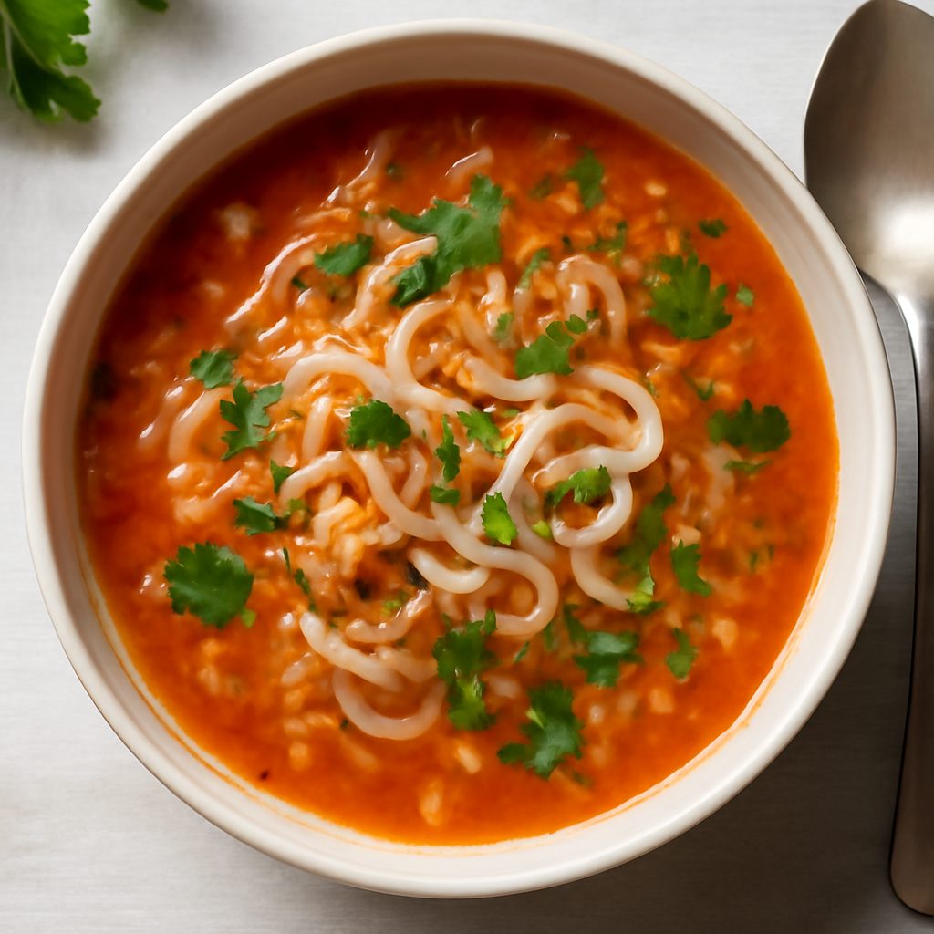 Zuppa di lenticchie rosse e shirataki