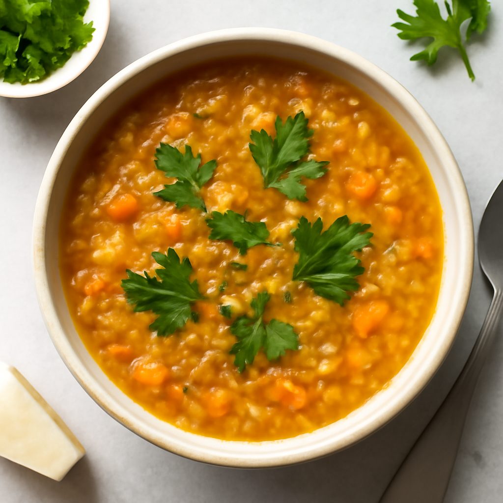 Zuppa di lenticchie rosse proteica low-carb