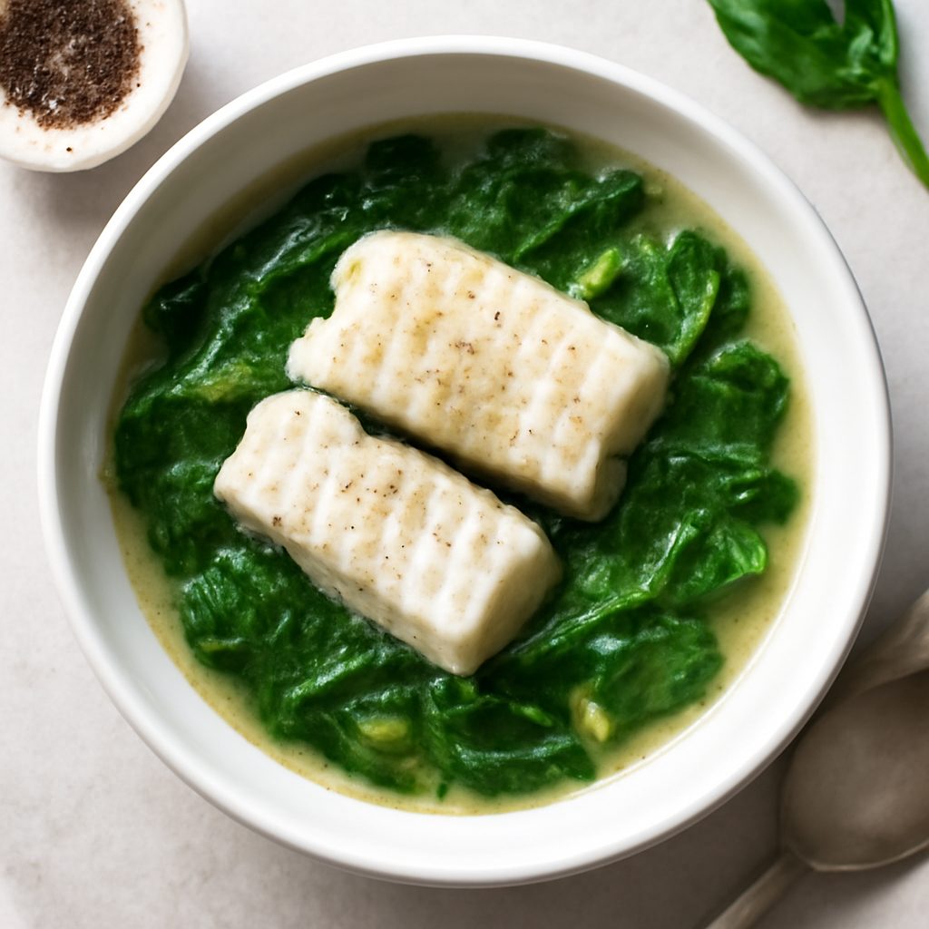 Zuppa di merluzzo con spinaci proteica low-carb