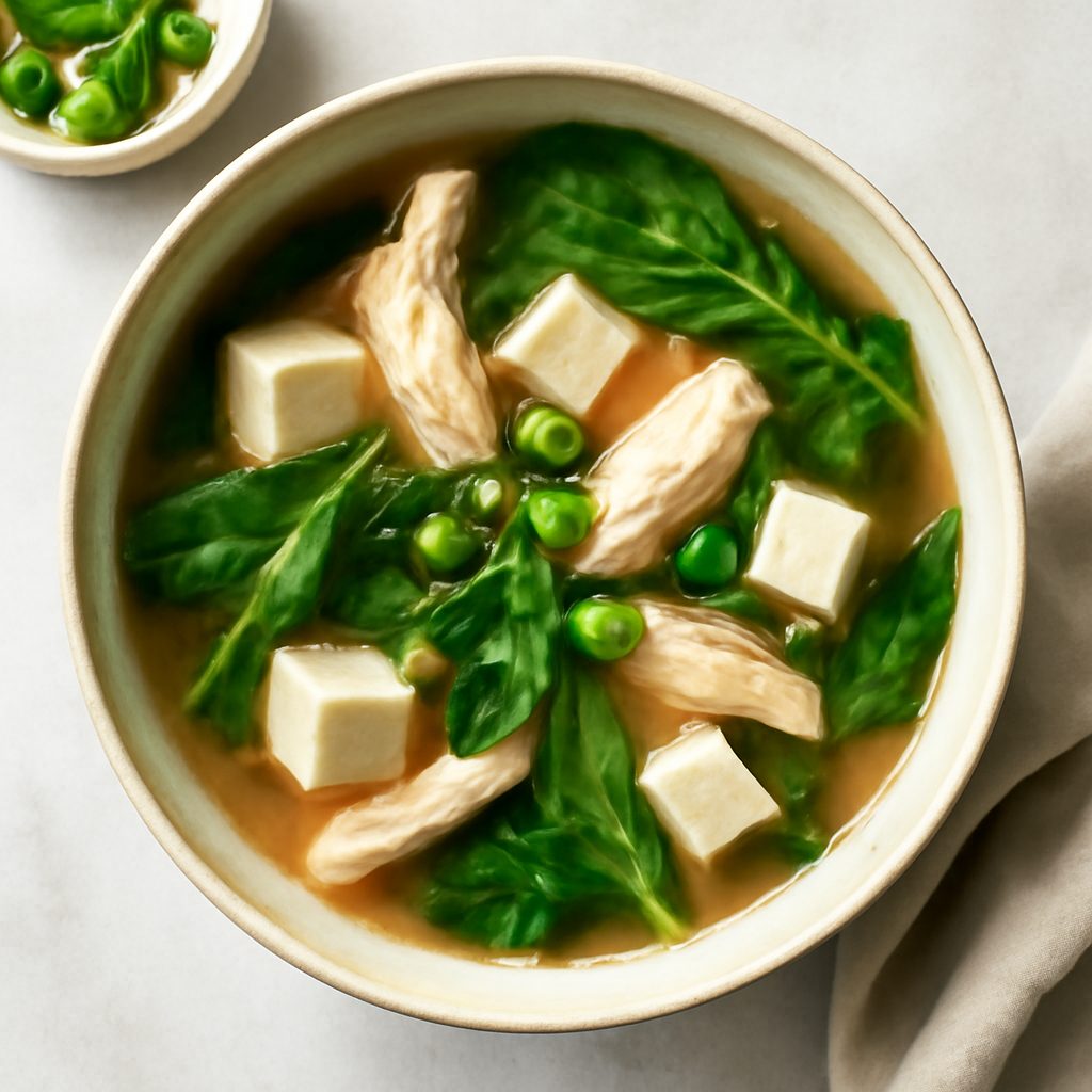 Zuppa di miso proteica low-carb con tofu e shirataki